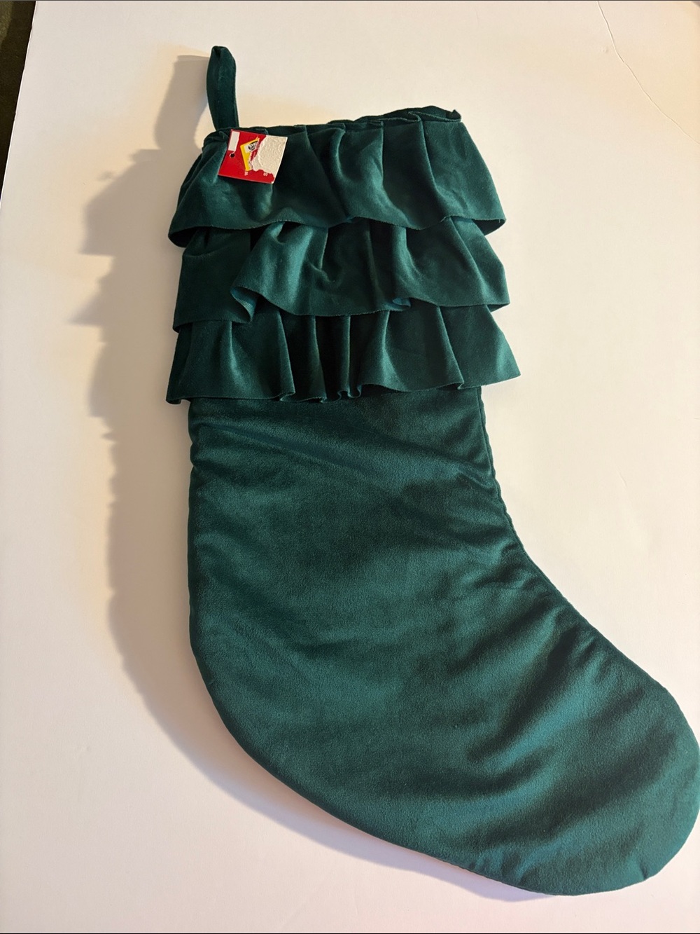 Emerald Green Ruffled Holiday Stocking